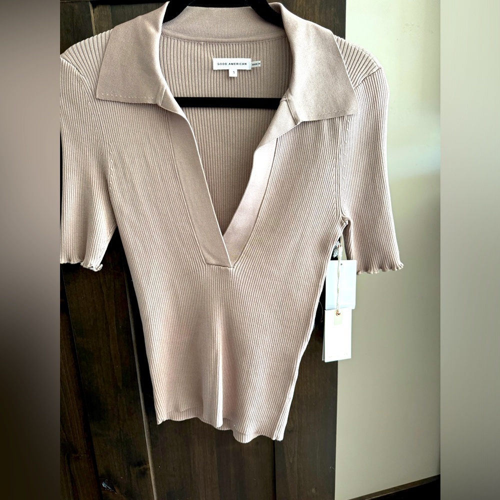 Beautiful taupe Good American top. New with tags. Originally paid $99.